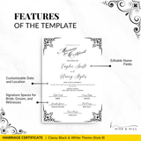 Classic Black and White Portrait Marriage Certificate – Beautifully Crafted Wedding Keepsake