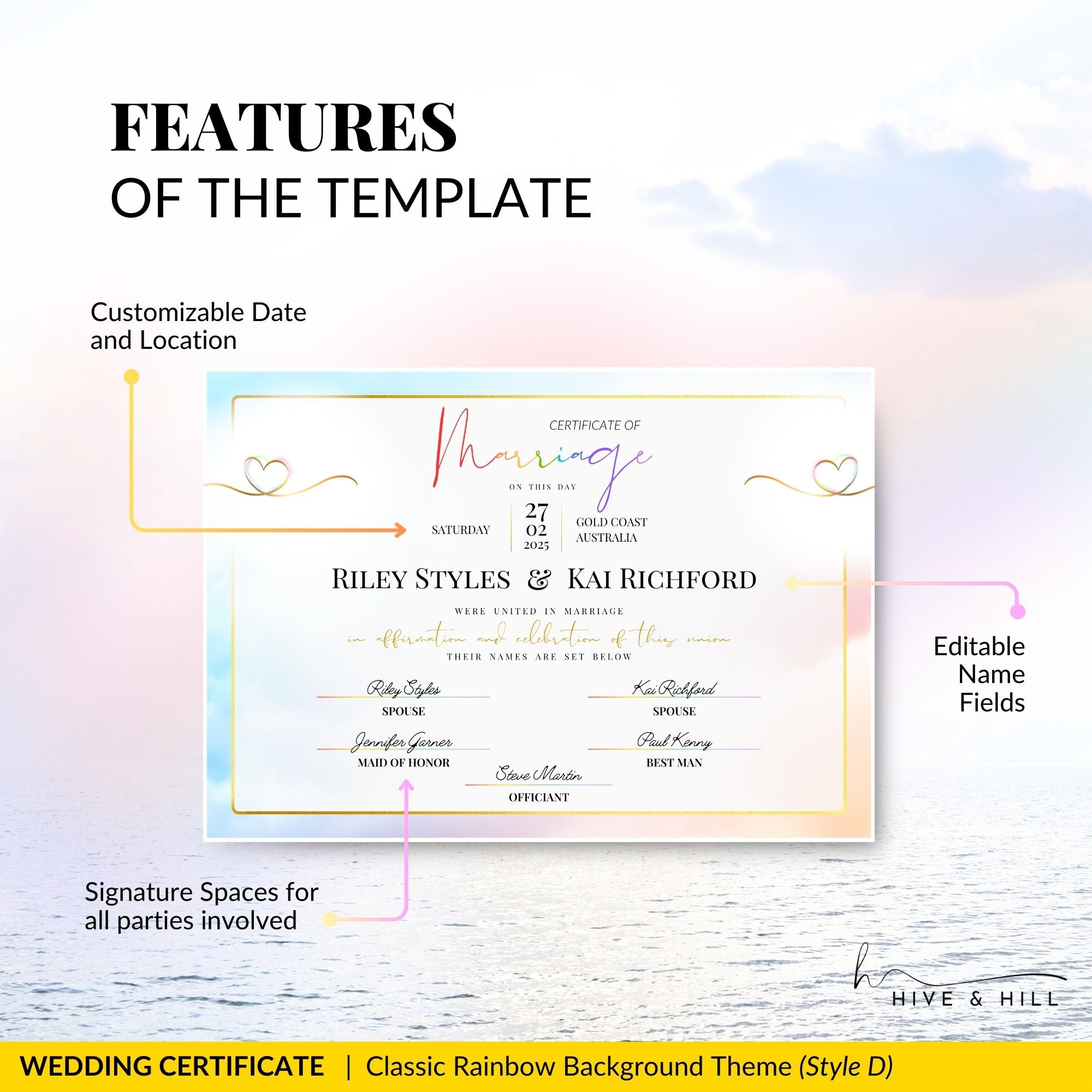 Partner Union Marriage Certificate – Gender-Inclusive Template