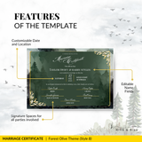 Woodland Harmony Landscape Wedding Certificate – Elegant Forest-Inspired Design