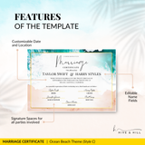Endless Horizon Surfside Wedding Certificate – Aerial Beach & Sun-Inspired Memento