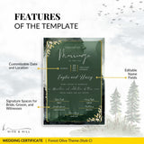 Evergreen Wedding Certificate – Beautiful Tree & Nature Commemorative Keepsake