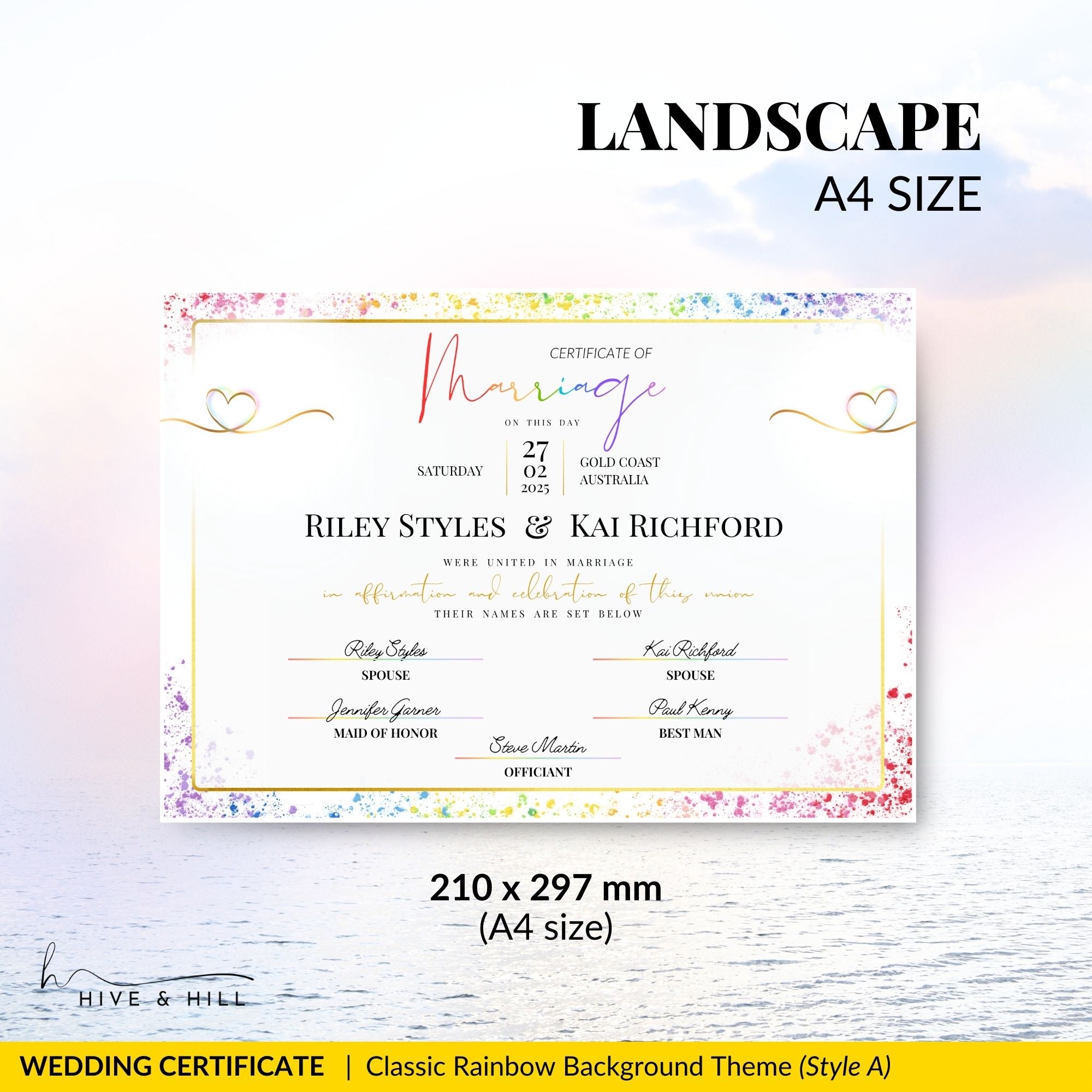 Pride Celebration Marriage Certificate – LGBTQ+ Digital Download