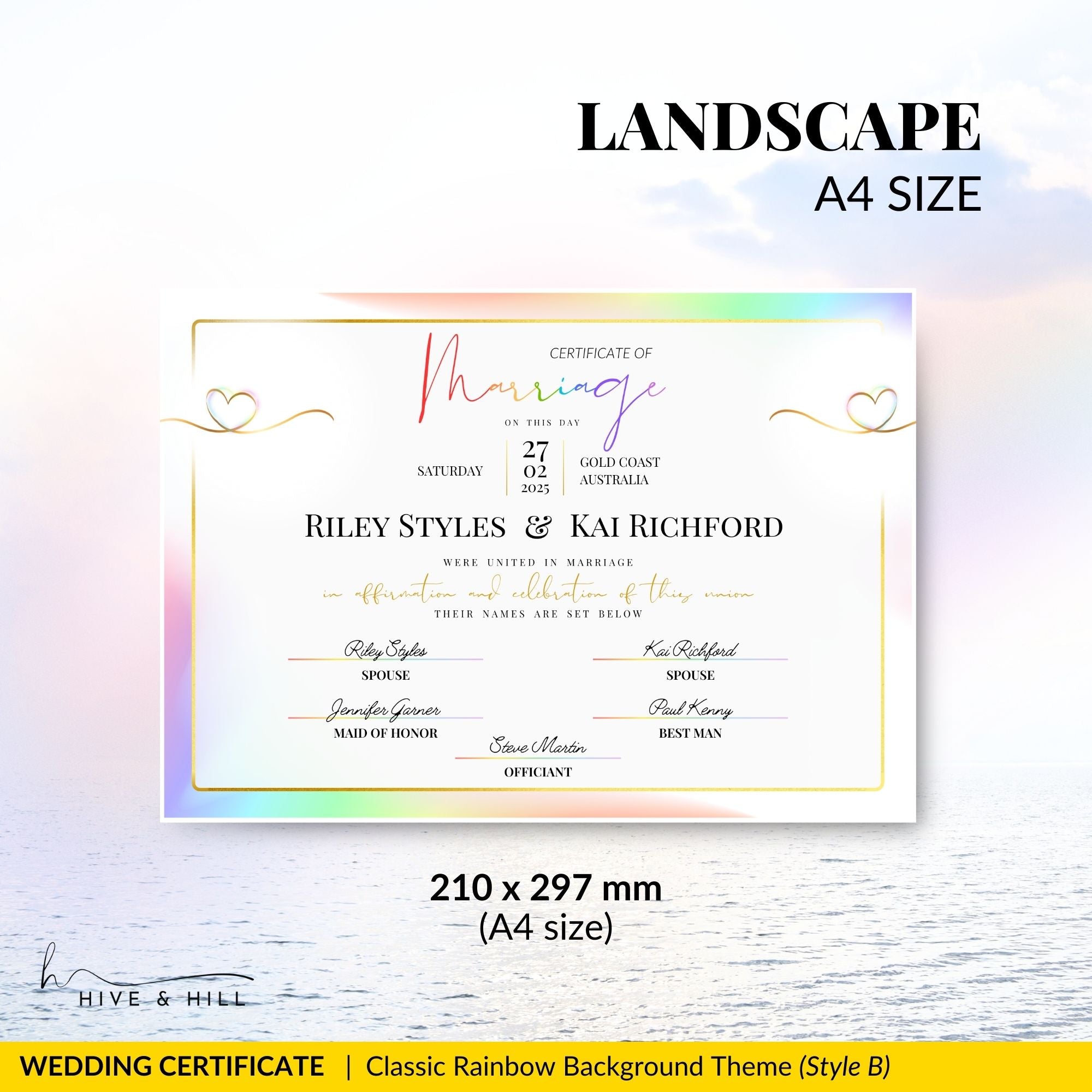 Non-Binary Wedding Certificate – Gender-Neutral Marriage Template