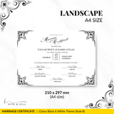 Timeless Black and White Landscape Marriage Certificate – Elegant Wedding Keepsake