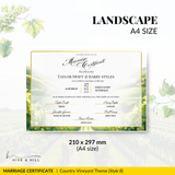 Countryside Bliss Landscape Wedding Certificate – Elegant Farm & Field Design