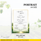 Countryside Bliss Portrait Wedding Certificate – Elegant Farm & Field Design