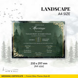 Woodland Harmony Landscape Wedding Certificate – Elegant Forest-Inspired Design