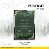 Woodland Harmony Portrait Wedding Certificate – Elegant Forest-Inspired Design