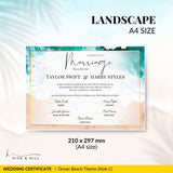 Endless Horizon Surfside Wedding Certificate – Aerial Beach & Sun-Inspired Memento
