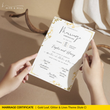 Sophisticated Gold Portrait Marriage Certificate – A Lasting Symbol of Your Wedding Day