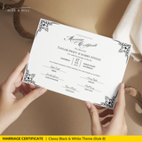 Timeless Black and White Landscape Marriage Certificate – Elegant Wedding Keepsake