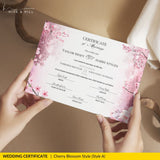 Elegant Cherry Blossom Landscape Commemorative Marriage Certificate – Timeless Keepsake of Your Special Day