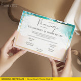 Endless Horizon Surfside Wedding Certificate – Aerial Beach & Sun-Inspired Memento