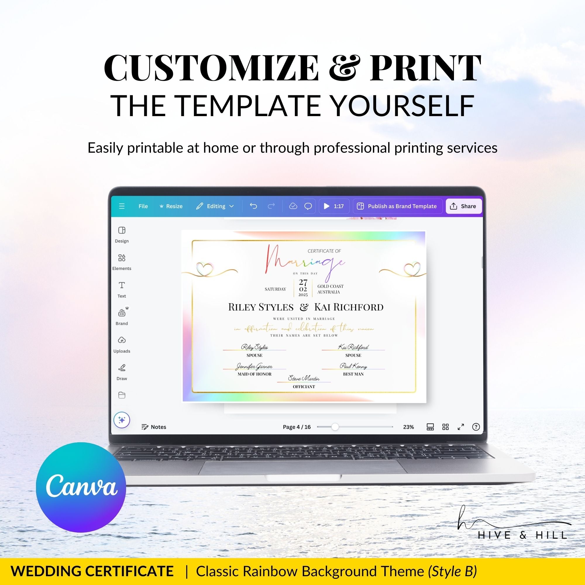 Non-Binary Wedding Certificate – Gender-Neutral Marriage Template