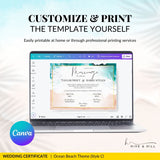 Endless Horizon Surfside Wedding Certificate – Aerial Beach & Sun-Inspired Memento