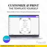 Classic Black and White Portrait Marriage Certificate – Beautifully Crafted Wedding Keepsake