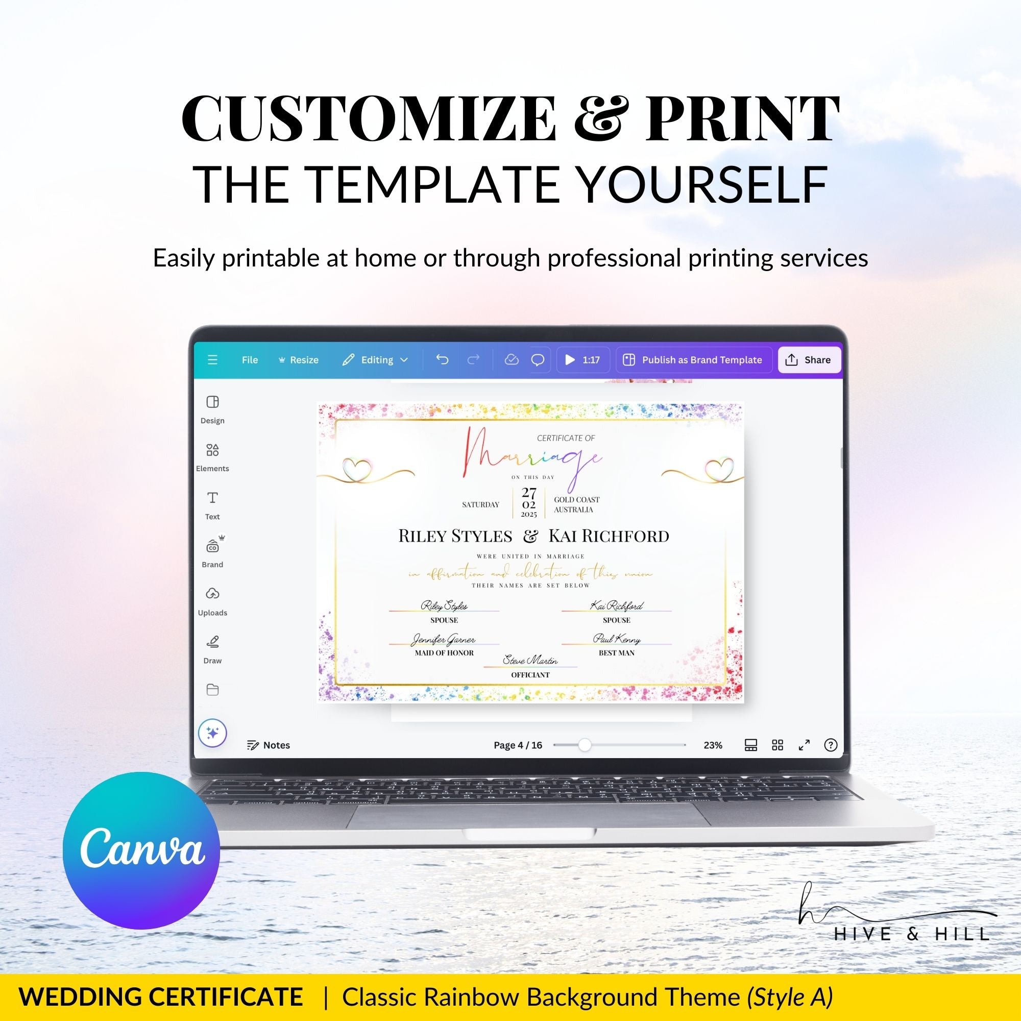 Pride Celebration Marriage Certificate – LGBTQ+ Digital Download
