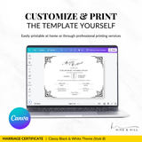 Timeless Black and White Landscape Marriage Certificate – Elegant Wedding Keepsake