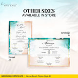 Ocean Breeze Landscape Wedding Certificate – Elegant Beach & Waves Design