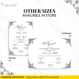 Timeless Black and White Landscape Marriage Certificate – Elegant Wedding Keepsake