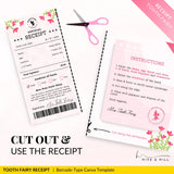 PERSONALIZED Baby Girl Tooth Fairy Receipt - Download, Edit, and Print for a Sweet Surprise Under the Pillow.