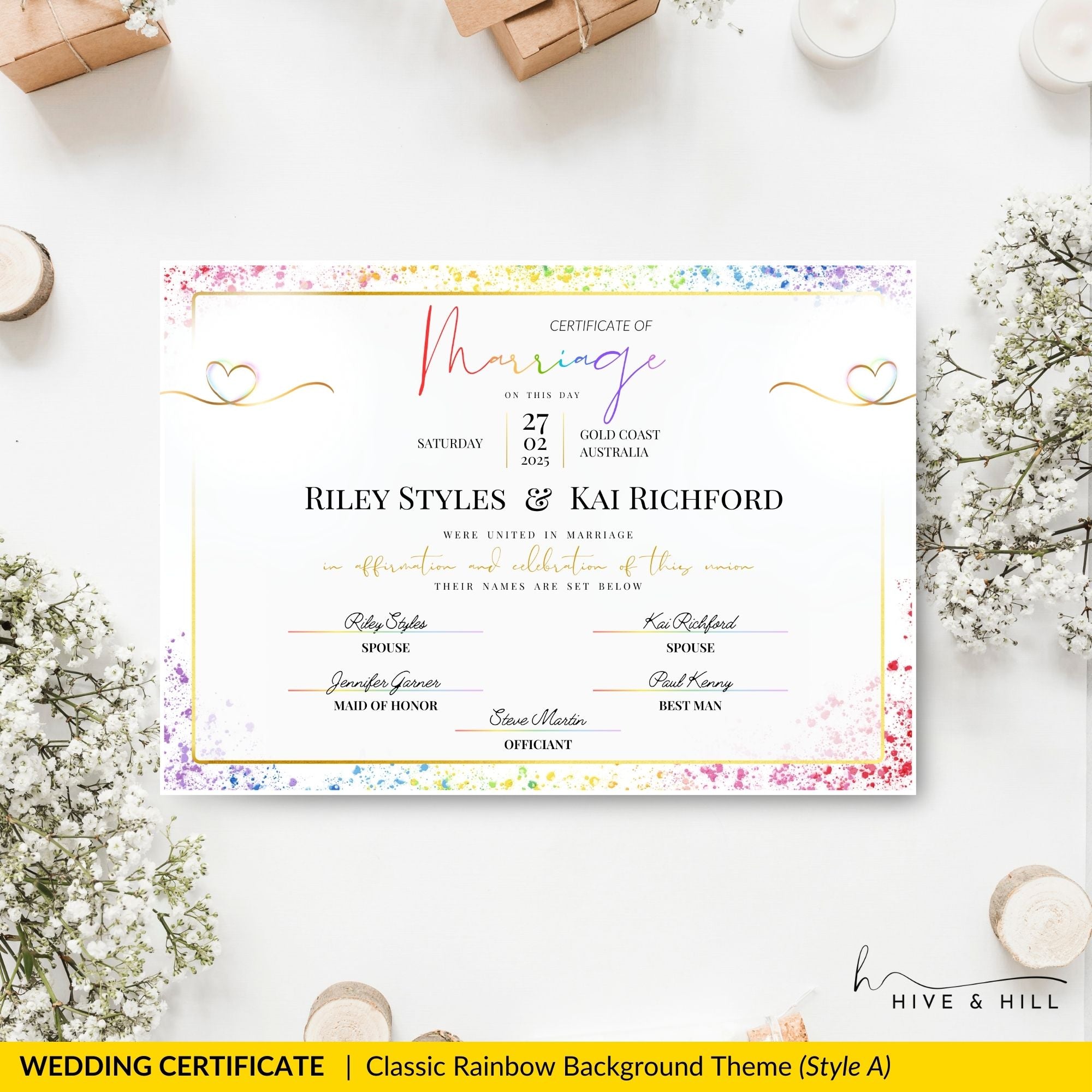 Pride Celebration Marriage Certificate – LGBTQ+ Digital Download