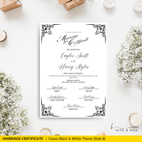 Classic Black and White Portrait Marriage Certificate – Beautifully Crafted Wedding Keepsake