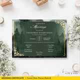 Woodland Harmony Landscape Wedding Certificate – Elegant Forest-Inspired Design