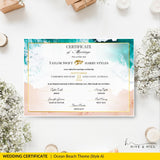 Coastal Serenity Beach Wedding Certificate – Sun, Surf & Sand Keepsake