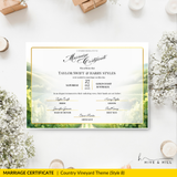 Countryside Bliss Landscape Wedding Certificate – Elegant Farm & Field Design