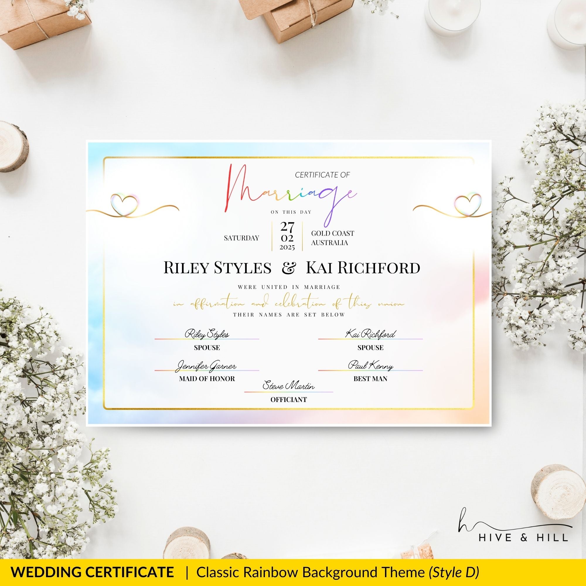 Partner Union Marriage Certificate – Gender-Inclusive Template