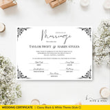 Elegant Black and White Landscape Marriage Certificate – Timeless Wedding Keepsake