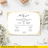 Timeless Gold Landscape Marriage Certificate – A Cherished Keepsake of Your Wedding Day