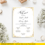 Handcrafted Gold Portrait Marriage Certificate – Keepsake for Your Wedding Day