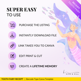 INSTANT DOWNLOAD Little Girl Mermaid Tooth Fairy Receipt - Edit, and Print for a Magical Surprise Under the Pillow.