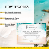Endless Horizon Surfside Wedding Certificate – Aerial Beach & Sun-Inspired Memento