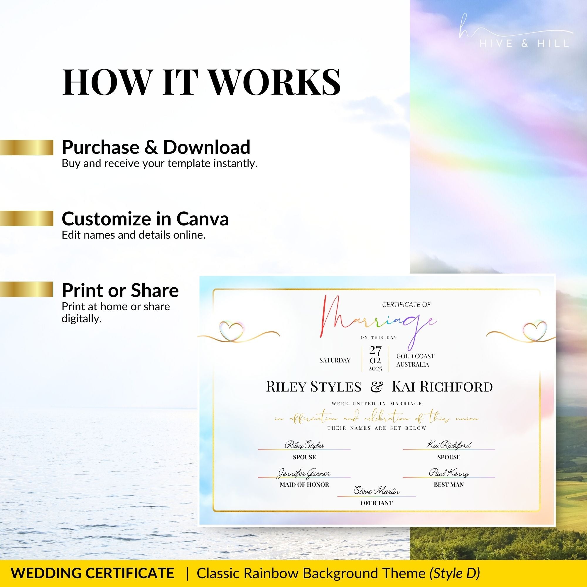 Partner Union Marriage Certificate – Gender-Inclusive Template