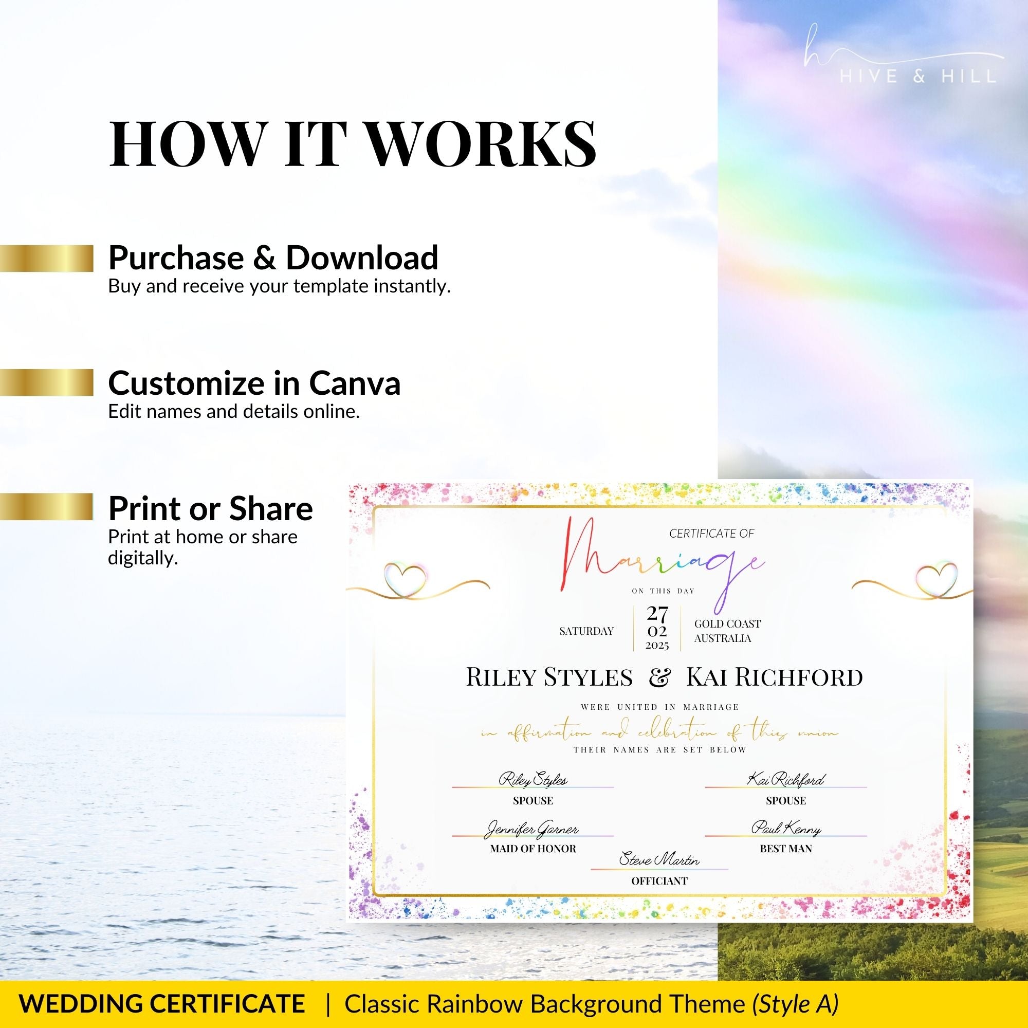 Pride Celebration Marriage Certificate – LGBTQ+ Digital Download