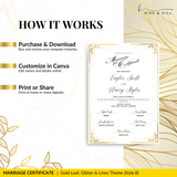Handcrafted Gold Portrait Marriage Certificate – Keepsake for Your Wedding Day