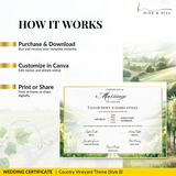 Countryside Bliss Landscape Wedding Certificate – Elegant Farm & Field Design