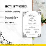 Classic Black and White Portrait Marriage Certificate – Beautifully Crafted Wedding Keepsake
