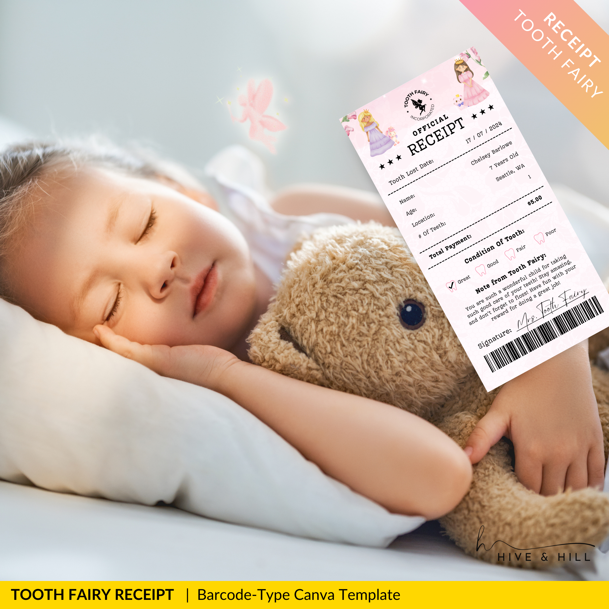 EDITABLE Princess Tooth Fairy Receipt - Download, Edit, and Print for a Royal Surprise Under the Pillow.