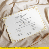 Timeless Gold Landscape Marriage Certificate – A Cherished Keepsake of Your Wedding Day