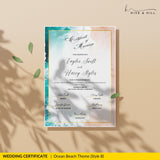 Ocean Breeze Commemorative Wedding Certificate – Stunning Beach Theme Keepsake