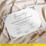 Elegant Black and White Landscape Marriage Certificate – Timeless Wedding Keepsake