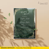 Woodland Harmony Portrait Wedding Certificate – Elegant Forest-Inspired Design