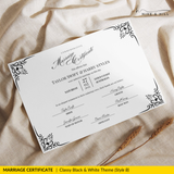 Timeless Black and White Landscape Marriage Certificate – Elegant Wedding Keepsake
