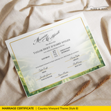 Countryside Bliss Landscape Wedding Certificate – Elegant Farm & Field Design