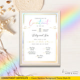 Customizable LGBTQ+ commitment certificate featuring a soft floral border in a portrait layout.