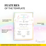 Detailed view of decorative elements and stylish borders on the LGBTQ+ commitment certificate template.